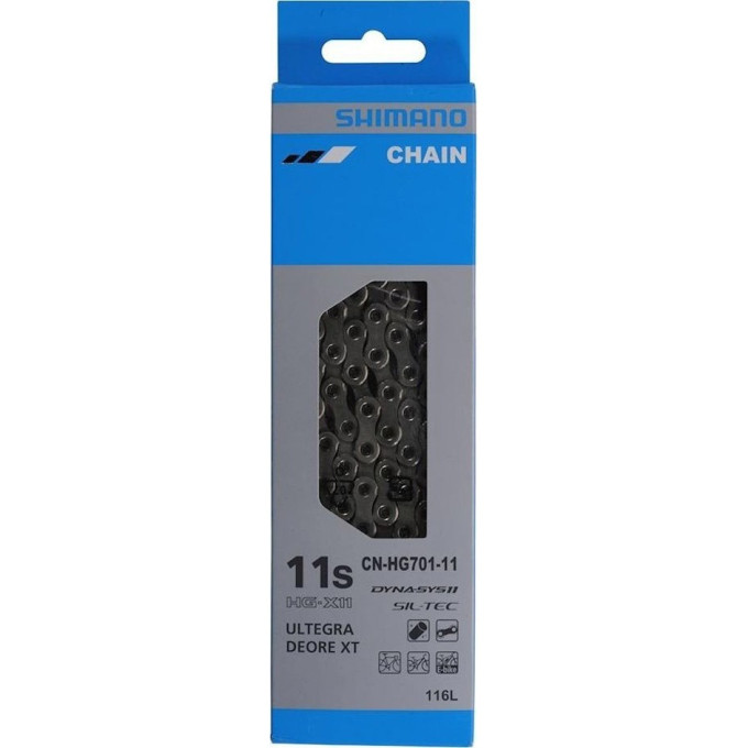 Цепь SHIMANO HG701, 11скоростей, 116 звеньев, замок цепи SM-CN900-11 (1шт), ROAD/MTB/E-BIKE совместимость ICNHG70111116Q
